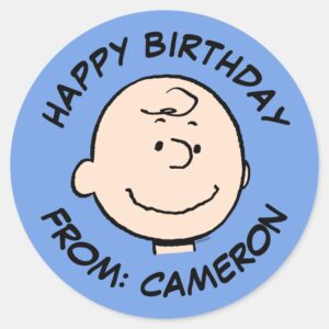 Peanuts A Charlie Brown Smile Happy Birthday Classic Round Sticker