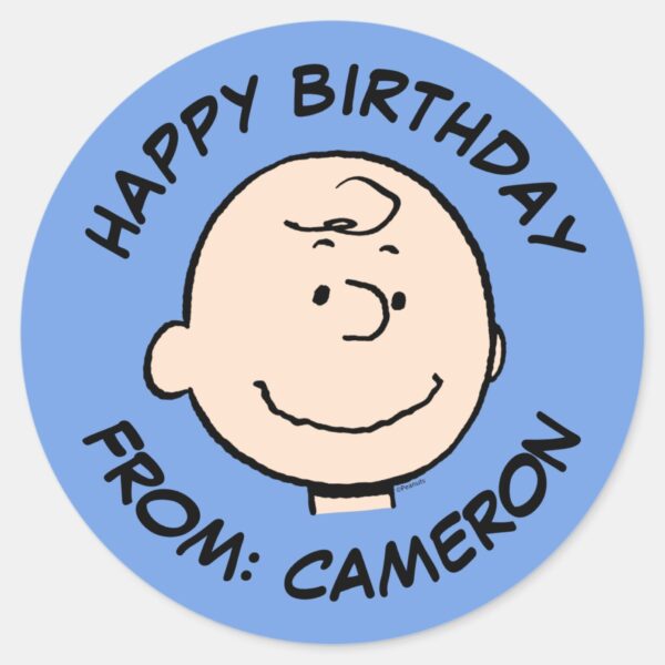 Peanuts___A_Charlie_Brown_Smile___Happy_Birthday_Classic_Round_Sticker_1 Peanuts A Charlie Brown Smile Happy Birthday Classic Round Sticker