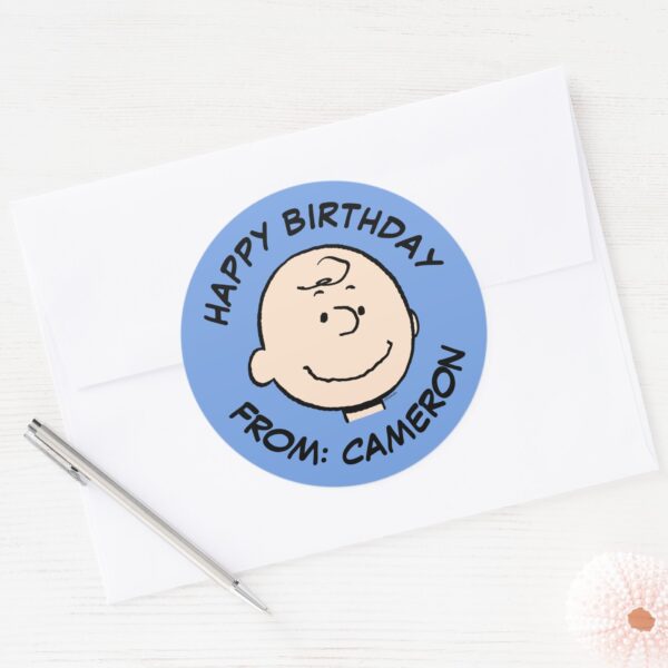 Peanuts___A_Charlie_Brown_Smile___Happy_Birthday_Classic_Round_Sticker_3 Peanuts A Charlie Brown Smile Happy Birthday Classic Round Sticker