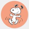 Peanuts___A_Snoopy_Happy_Dance_Classic_Round_Sticker_1 Peanuts A Snoopy Happy Dance Classic Round Sticker