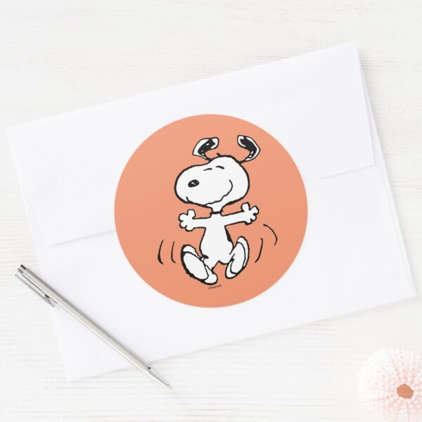 Peanuts___A_Snoopy_Happy_Dance_Classic_Round_Sticker_3 Peanuts A Snoopy Happy Dance Classic Round Sticker