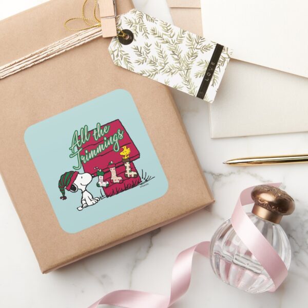 Peanuts___All_The_Trimmings_Square_Sticker_5 Peanuts All The Trimmings Square Sticker