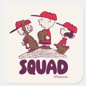 Peanuts Baseball Squad Square Sticker