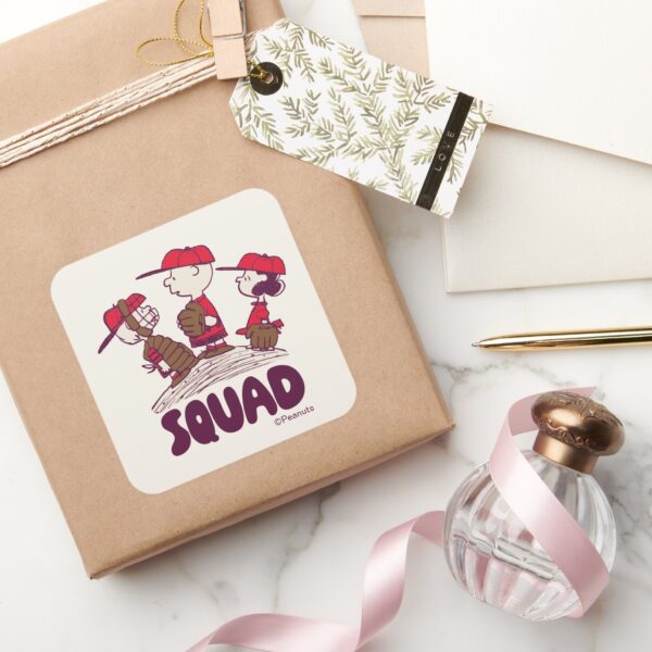 Peanuts Baseball Squad Square Sticker