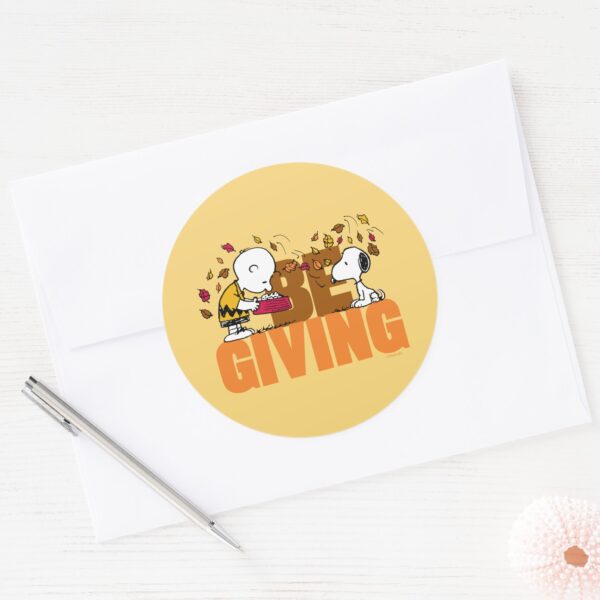 Peanuts___Be_Giving_Classic_Round_Sticker_3 Peanuts Be Giving Classic Round Sticker