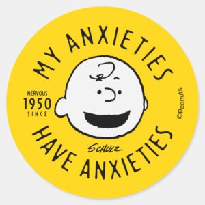 Peanuts___Charlie_Brown_Nervous_Since_1950_Classic_Round_Sticker_1 Peanuts Charlie Brown Nervous Since 1950 Classic Round Sticker