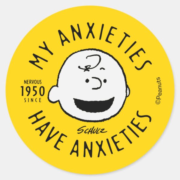 Peanuts Charlie Brown Nervous Since 1950 Classic Round Sticker