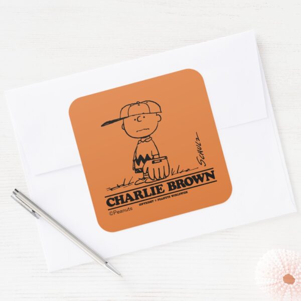Peanuts___Charlie_Brown_Playing_Ball_Square_Sticker_3 Peanuts Charlie Brown Playing Ball Square Sticker