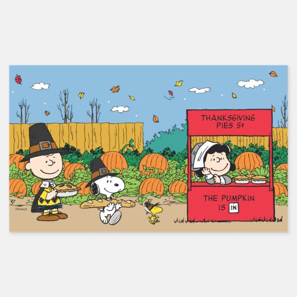 Peanuts___Charlie_Brown_Thanksgiving_Rectangular_Sticker_2 Peanuts Charlie Brown Thanksgiving Rectangular Sticker