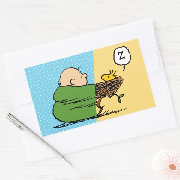 Peanuts___Charlie_Brown_&_Woodstock_Half_&_Half_Rectangular_Sticker_3 Peanuts Charlie Brown Woodstock Half Half Rectangular Sticker