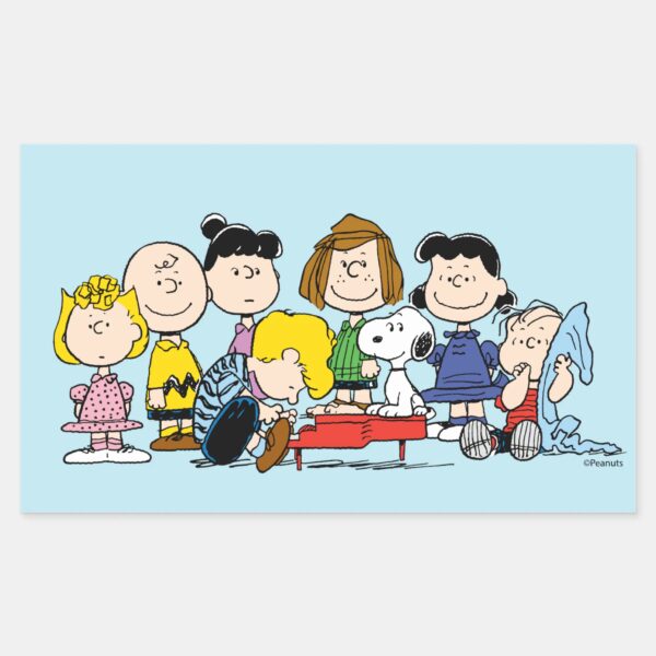 Peanuts___Charlie_Brown_and_Gang_Rectangular_Sticker_1 Peanuts Charlie Brown And Gang Rectangular Sticker