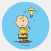 Peanuts___Charlie_Brown's_Light_Bulb_Idea_Classic_Round_Sticker_1 Peanuts Charlie Browns Light Bulb Idea Classic Round Sticker