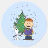 Peanuts___Christmas_Caroling_Classic_Round_Sticker_1 Peanuts Christmas Caroling Classic Round Sticker