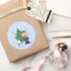 Peanuts___Christmas_Caroling_Classic_Round_Sticker_5 Peanuts Christmas Caroling Classic Round Sticker