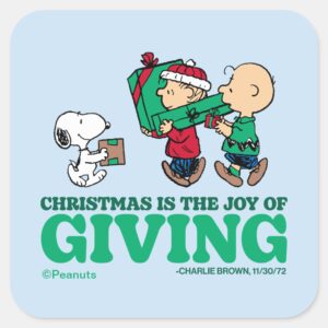 Peanuts Christmas Is The Joy Of Giving Square Sticker
