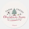 Peanuts___Farm_Fresh_Christmas_Trees_Classic_Round_Sticker_1 Peanuts Farm Fresh Christmas Trees Classic Round Sticker