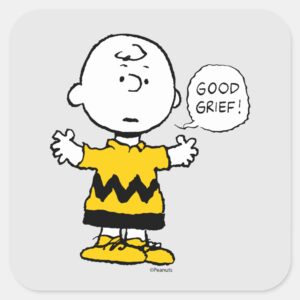 Peanuts___Good_Grief_Charlie_Brown_Square_Sticker_1 Peanuts Good Grief Charlie Brown Square Sticker