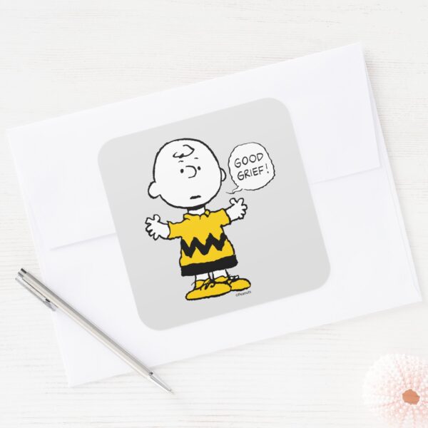Peanuts___Good_Grief_Charlie_Brown_Square_Sticker_3 Peanuts Good Grief Charlie Brown Square Sticker