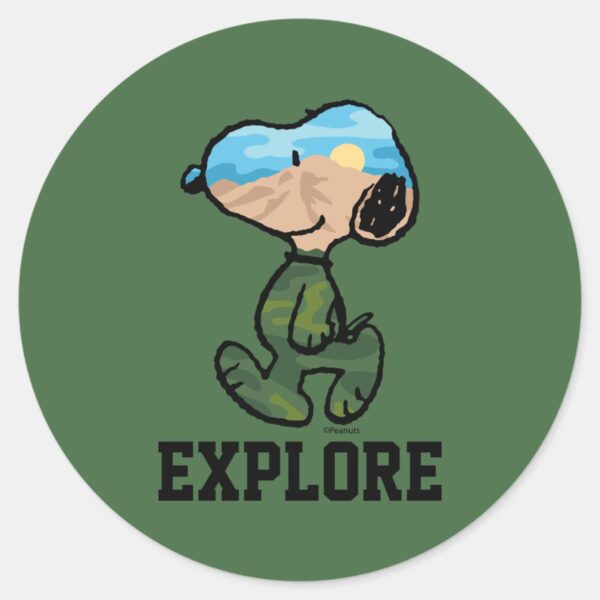 Peanuts___Great_Outdoor_Snoopy_Classic_Round_Sticker_1 Peanuts Great Outdoor Snoopy Classic Round Sticker