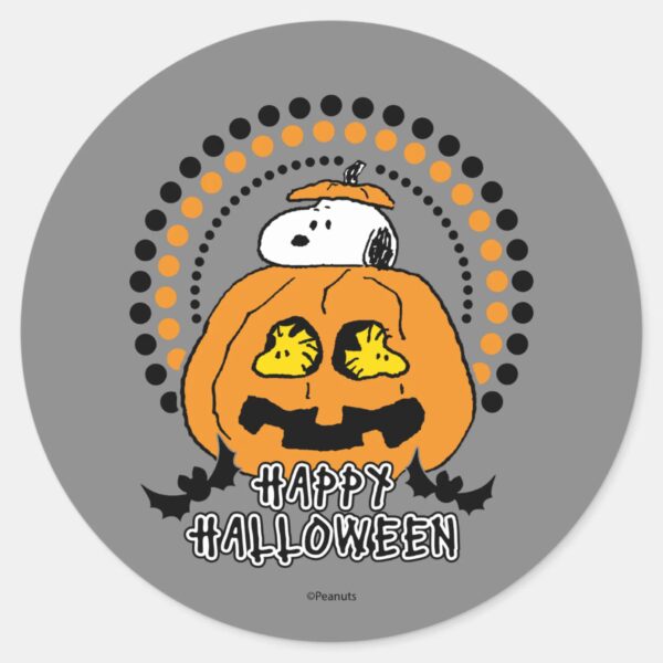 Peanuts___Happy_Halloween_Classic_Round_Sticker_1 Peanuts Happy Halloween Classic Round Sticker