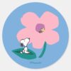 Peanuts___Illustrating_Nature_Pink_Flower_Classic_Round_Sticker_1 Peanuts Illustrating Nature Pink Flower Classic Round Sticker