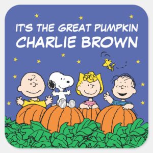 Peanuts Its The Great Pumpkin Charlie Brown Square Sticker