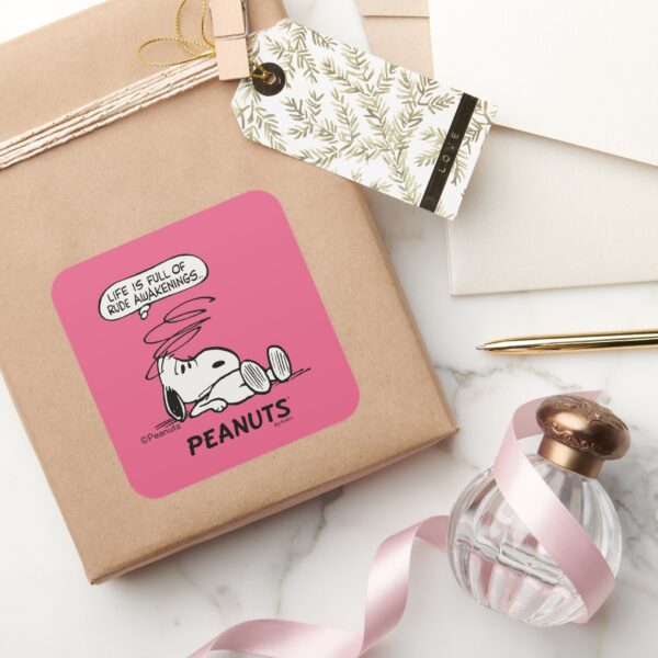 Peanuts___Life_is_Full_of_Rude_Awakenings_Square_Sticker_5 Peanuts Life Is Full Of Rude Awakenings Square Sticker