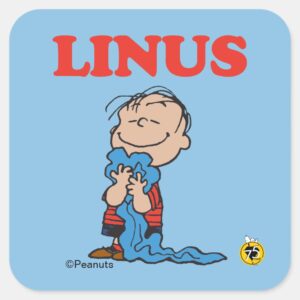 Peanuts___Linus_Blanket_Smile_Square_Sticker_1 Peanuts Linus Blanket Smile Square Sticker