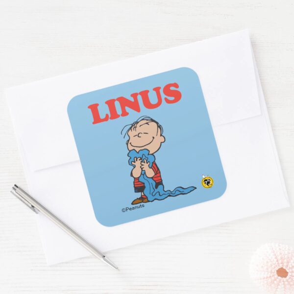 Peanuts___Linus_Blanket_Smile_Square_Sticker_3 Peanuts Linus Blanket Smile Square Sticker