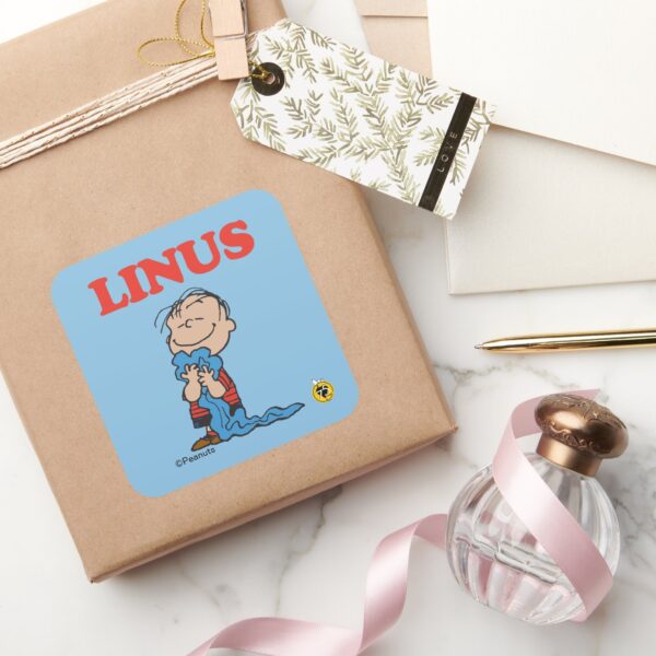 Peanuts___Linus_Blanket_Smile_Square_Sticker_5 Peanuts Linus Blanket Smile Square Sticker