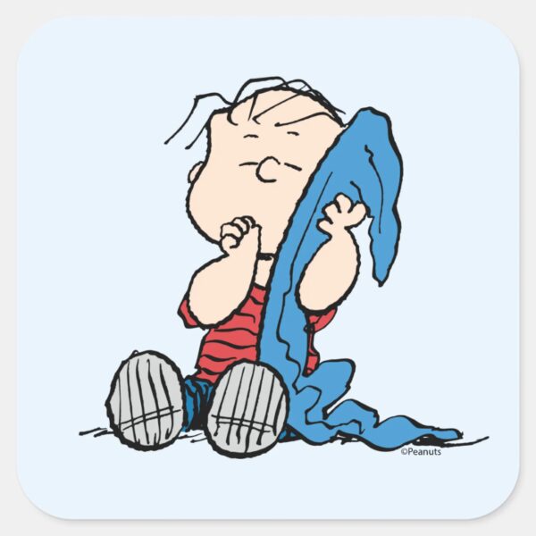 Peanuts___Linus_&_His_Blanket_Square_Sticker_1 Peanuts Linus His Blanket Square Sticker