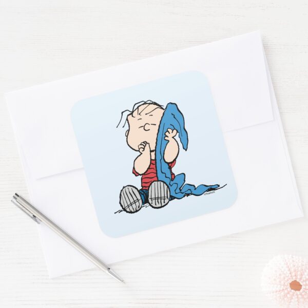 Peanuts___Linus_&_His_Blanket_Square_Sticker_3 Peanuts Linus His Blanket Square Sticker