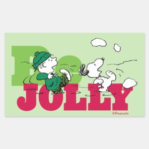 Peanuts Linus Snoopy Be Jolly Rectangular Sticker