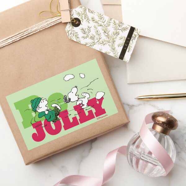 Peanuts___Linus_&_Snoopy_Be_Jolly_Rectangular_Sticker_5 Peanuts Linus Snoopy Be Jolly Rectangular Sticker