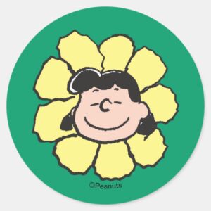 Peanuts Lucy Flower Classic Round Sticker