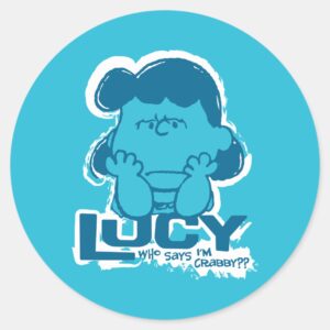 Peanuts Lucy Who Says Im Crabby Classic Round Sticker