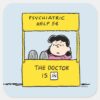 Peanuts___Lucy_&_the_Doctor_Is_In_Square_Sticker_1 Peanuts Lucy The Doctor Is In Square Sticker