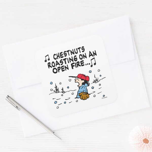 Peanuts___Lucy's_Chestnuts_Roasting_Square_Sticker_3 Peanuts Lucys Chestnuts Roasting Square Sticker