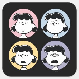 Peanuts Lucys Faces Square Sticker