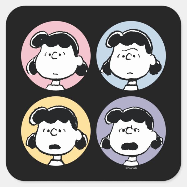 Peanuts___Lucy's_Faces_Square_Sticker_1 Peanuts Lucys Faces Square Sticker