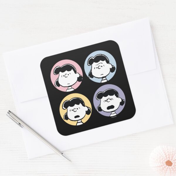 Peanuts___Lucy's_Faces_Square_Sticker_3 Peanuts Lucys Faces Square Sticker