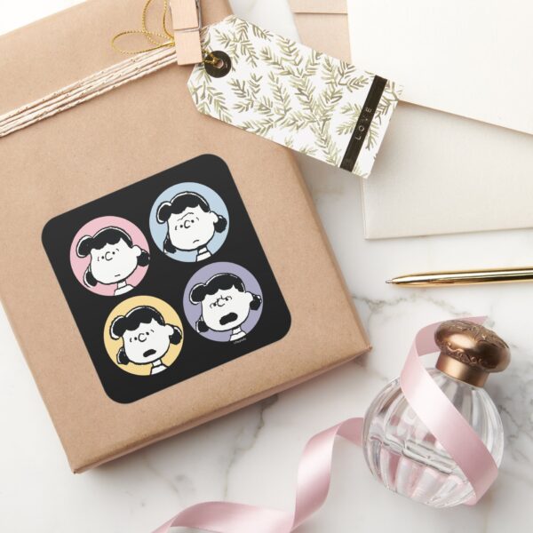 Peanuts___Lucy's_Faces_Square_Sticker_5 Peanuts Lucys Faces Square Sticker