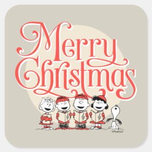 Peanuts___Merry_Christmas_Holiday_Choir_Square_Sticker_2 Peanuts Merry Christmas Holiday Choir Square Sticker