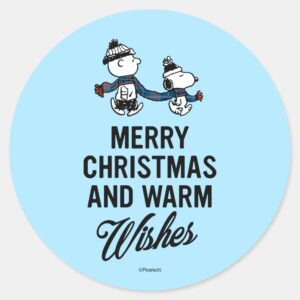 Peanuts___Merry_Christmas_Snoopy_&_Charlie_Brown_Classic_Round_Sticker_1 Peanuts Merry Christmas Snoopy Charlie Brown Classic Round Sticker