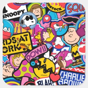 Peanuts Mixtape Patch Pattern Square Sticker