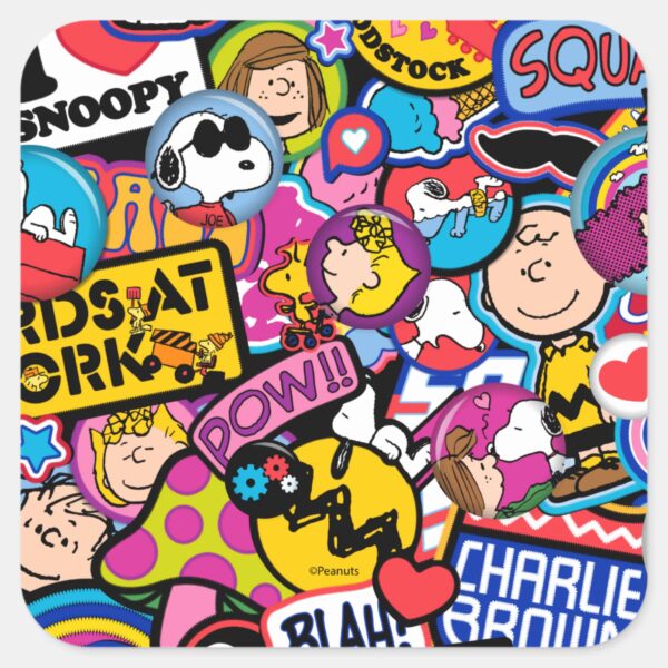 Peanuts___Mixtape_Patch_Pattern_Square_Sticker_1 Peanuts Mixtape Patch Pattern Square Sticker