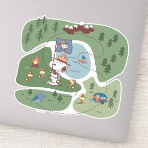 Peanuts Nestled In The Mountains Campsite Sticker