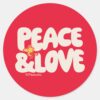 Peanuts___Peace_&_Love_Woodstock_Classic_Round_Sticker_1 Peanuts Peace Love Woodstock Classic Round Sticker