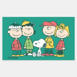 Peanuts Peppermint Christmas Tree Rectangular Sticker