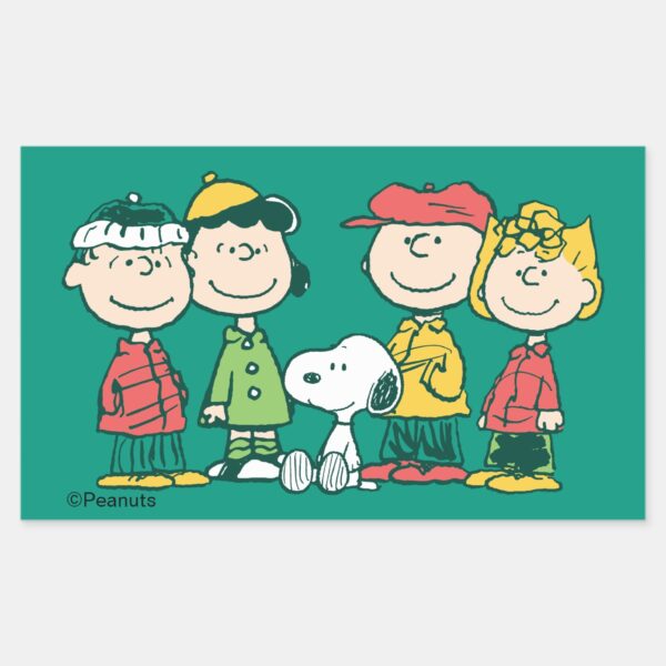 Peanuts___Peppermint_Christmas_Tree_Rectangular_Sticker_1 Peanuts Peppermint Christmas Tree Rectangular Sticker